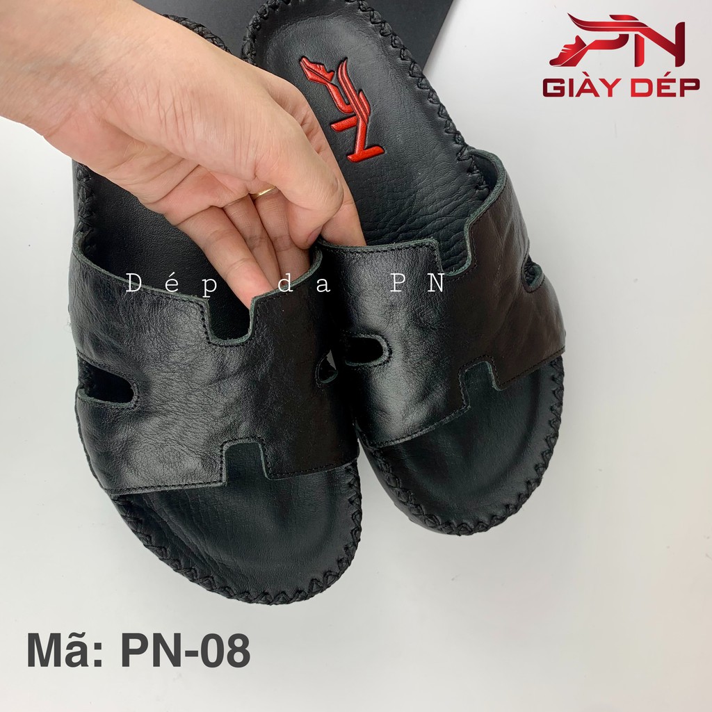 Dép nam quai ngang xỏ ngón quai chữ H da bò 100%