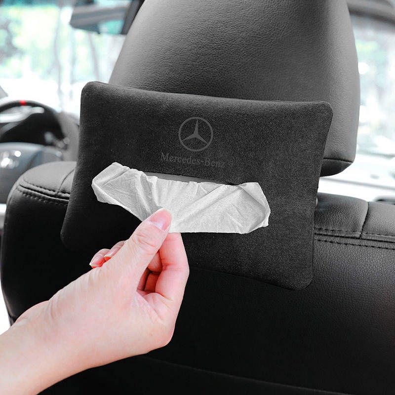 Mercedes-Benz Car Tissue Box Suede Car Tissue Box Hanging Car Sun Visor Armrest Box Tissue Box Bag Auto department store supplies