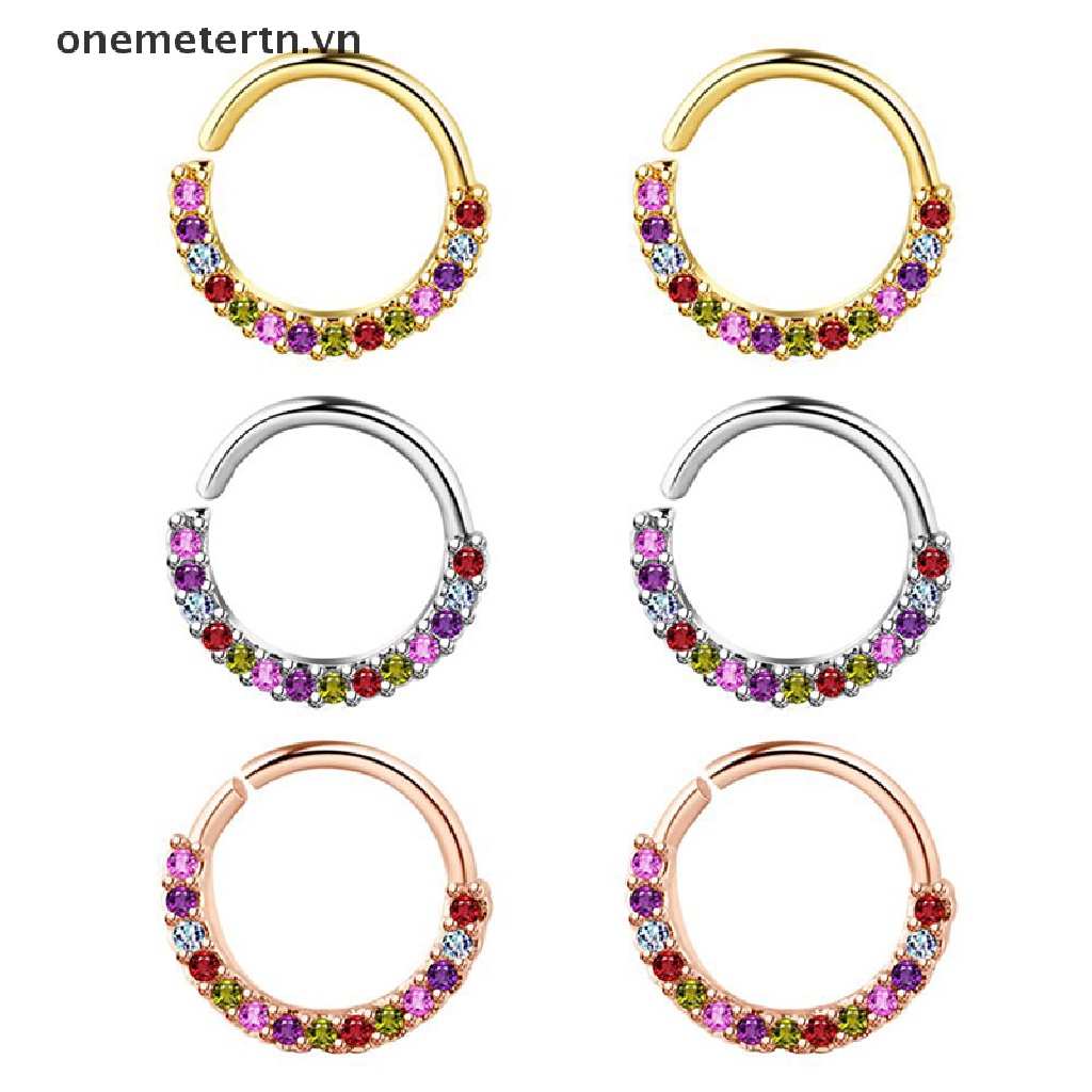 Onemetertn Khuyên Mũi Bằng Thép Không Gỉ Đính Đá Zircon Nhiều Màu
