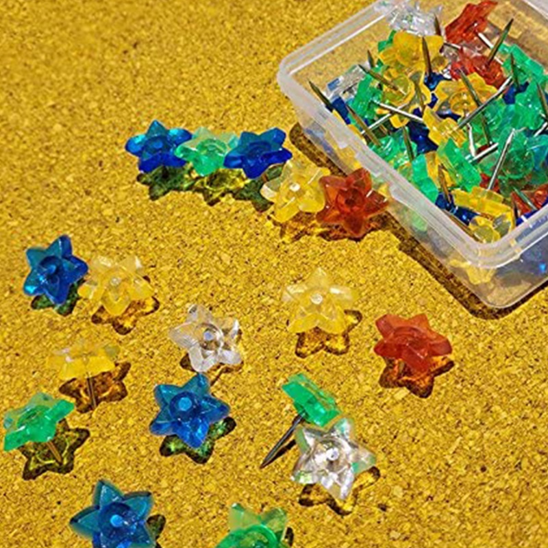 Dudu Set 50 Ghim Nhấn Hình Ngôi Sao 3D Độc Đáo Đa Năng Trang Trí Hộp Nút Bần Wal
