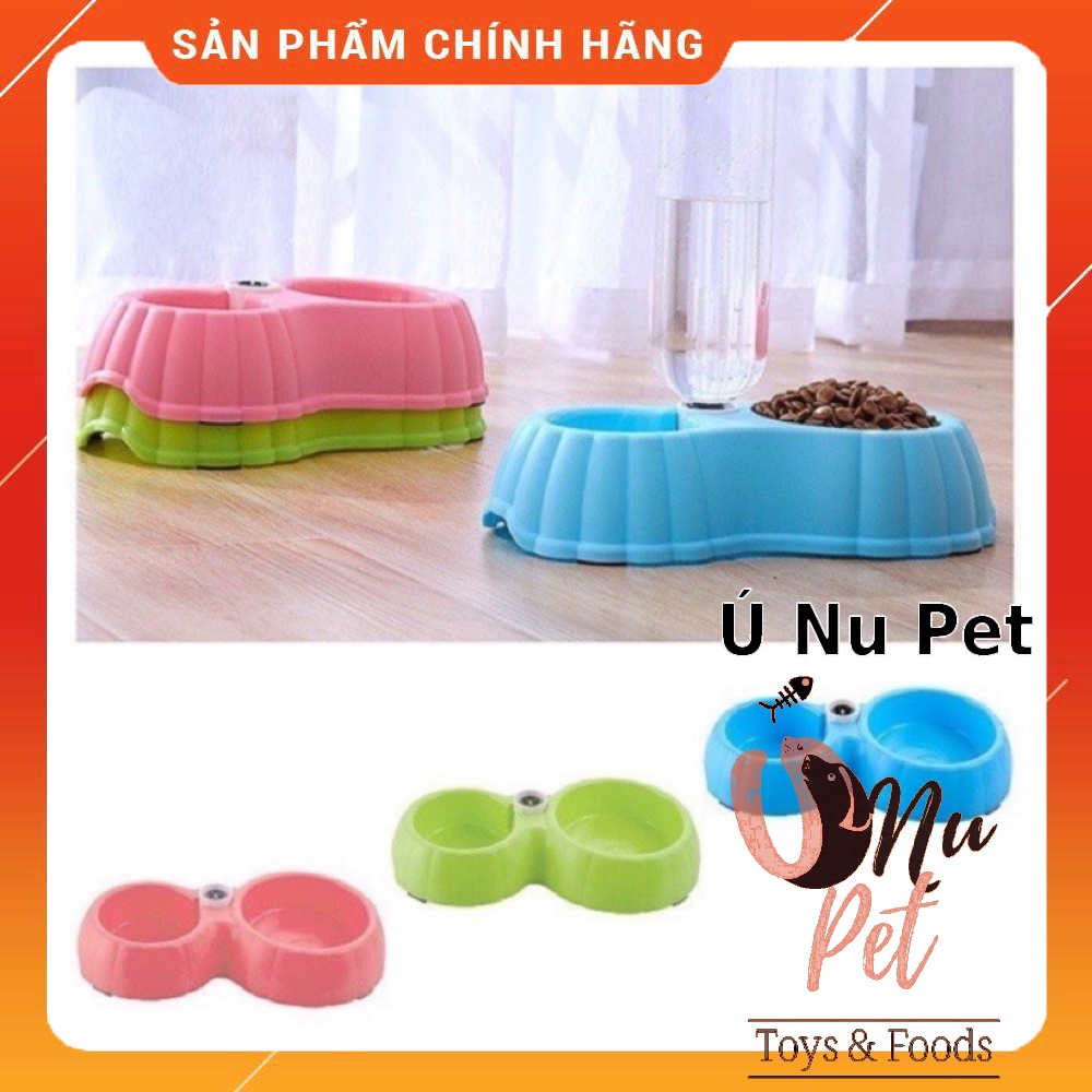 [Mã 44FMCGSALE1 giảm 10% đơn 250K] Bát đôi gắn bình nước chó mèo