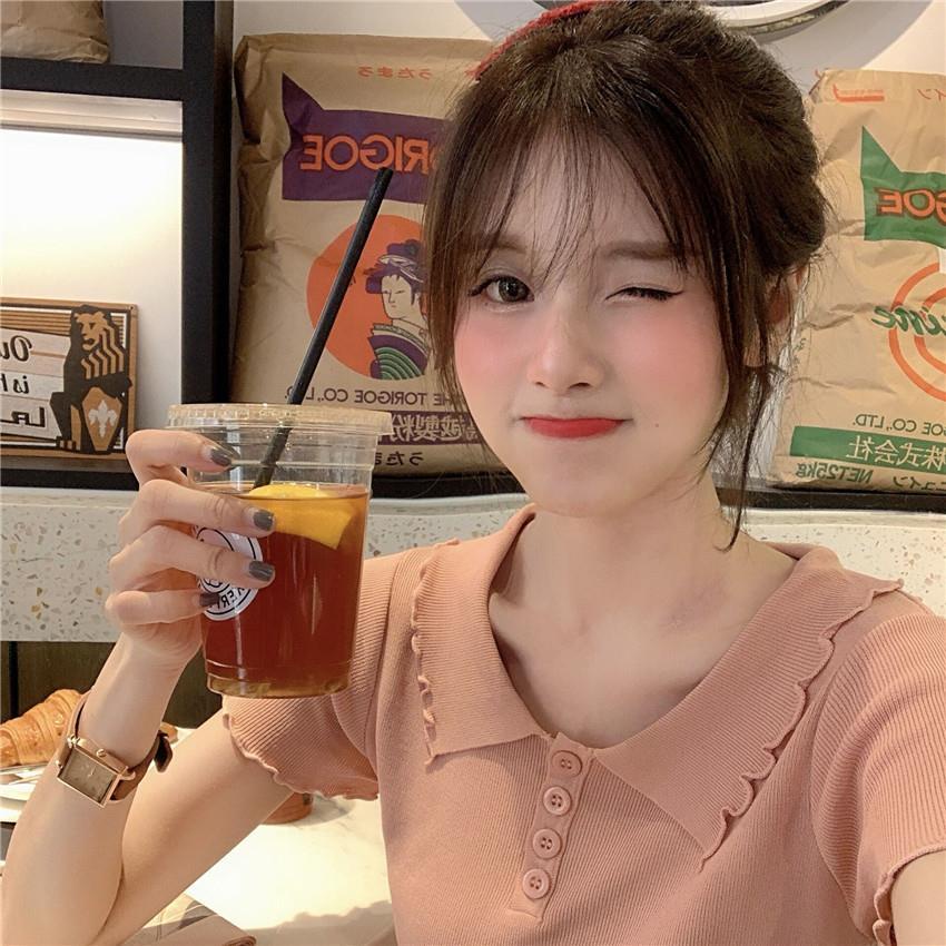 Western style base shirt fashionable all-match summer new slim small fresh short sleeve top knitted T-shirt for women ins