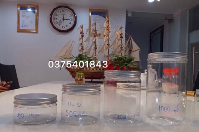 Lọ nhựa nắp nhôm loại dày CÓ KÈM NẮP CHẶN nhiều cỡ (50ml/100ml/200ml/500ml/750ml/1000ml)