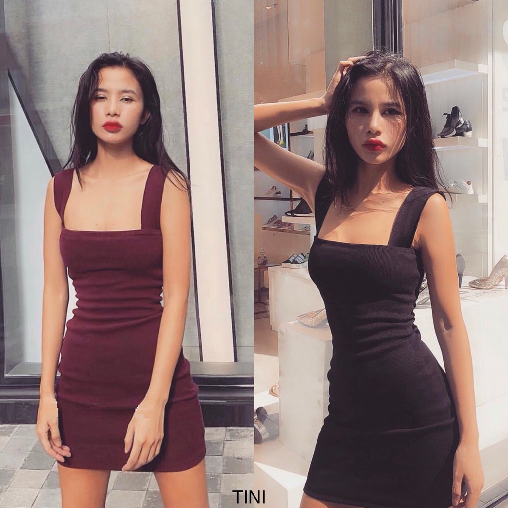 [napubee] Đầm body 2 dây Tini dress - đầm body thun gân hàng thiết kế (kèm ảnh thật)