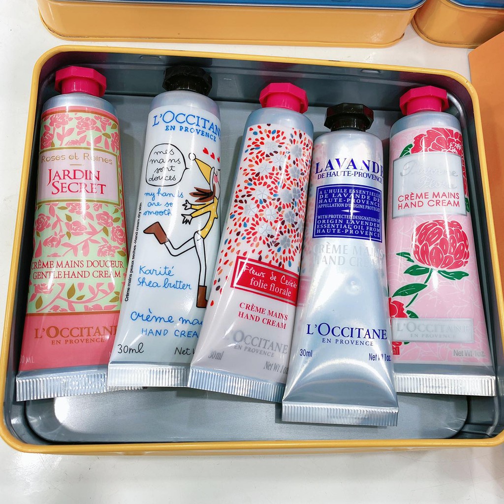 Set Kem Dưỡng Da Tay L'Occitane - Hộp Thiếc Sang Trọng- 5 Tuýp Mỗi Tuýp 30ml Thực Sự Là Lựa Chọn Tốt Nhất Cho Quà Tặng[S