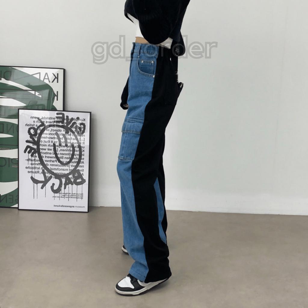 Q3|Quần jeans bò nữ túi hộp lưng thun ống rộng cạp cao hàn quốc basic dễ mặc đi học, đi chơi gd_order