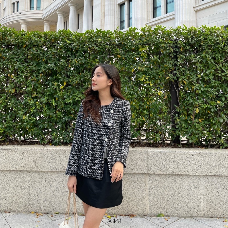 Daria Tweed Jacket / Áo khoác vải tweed vạt đắp chéo