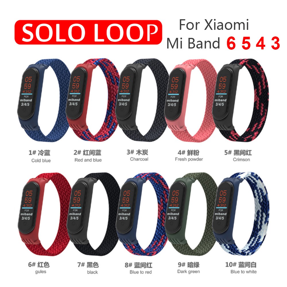 Dây Đeo Solo Chất Liệu Nylon Cho Đồng Hồ Thông Minh Xiaomi Mi Band 6 Nfc Miband 3 4 5