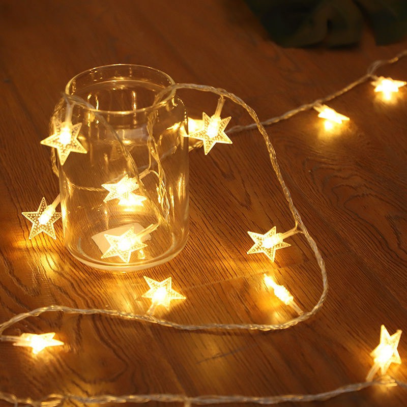 LED Fairy Lights - Đèn Đom Đóm Bóng hình Ngôi Sao 3m 30 bóng Chạy Pin AA Đèn Trang Trí Noel Giáng Sinh
