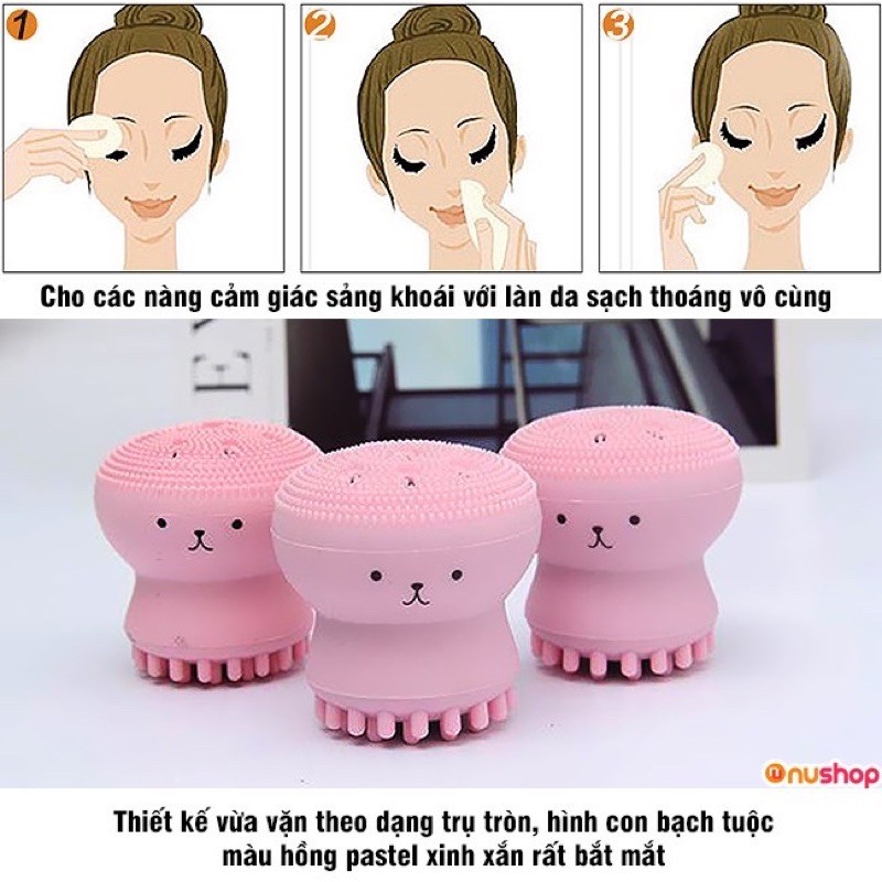 Miếng rửa mặt , bàn chải rửa mặt bạch tuộc silicon làm sạch da | BigBuy360 - bigbuy360.vn