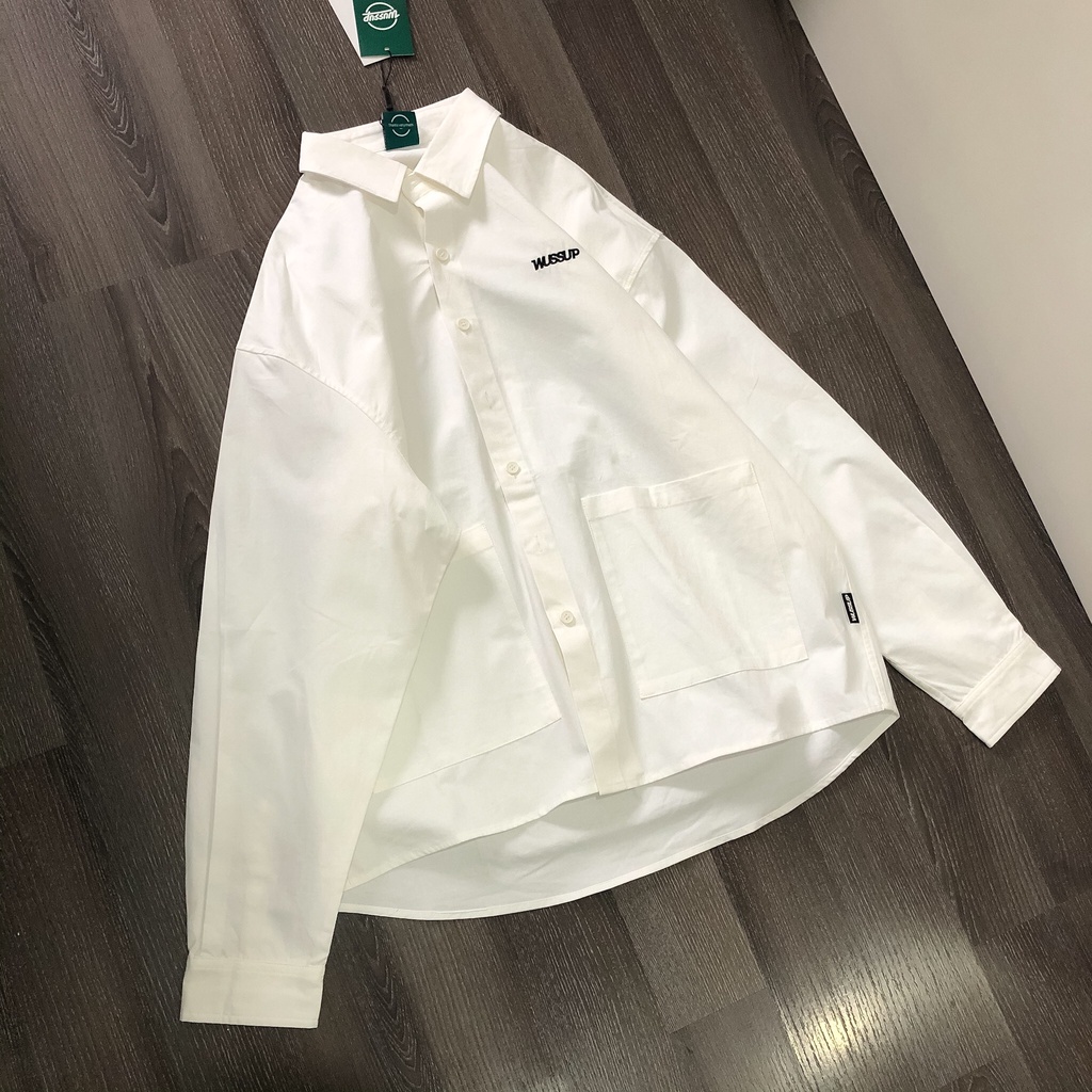 Áo sơ mi trơn MEANSTORE nam nữ dài tay Oversize form rộng ulzzang không nhăn dáng suông - màu trắng kem