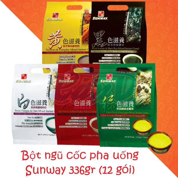 (5 vị) Bột ngũ cốc pha uống Sunway 336gr (12 gói)