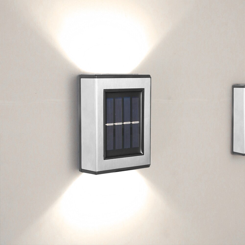 Bộ 2 Đèn Led Năng Lượng Mặt Trời Gắn Tường Chống Thấm Nước Trang Trí Sân Vườn