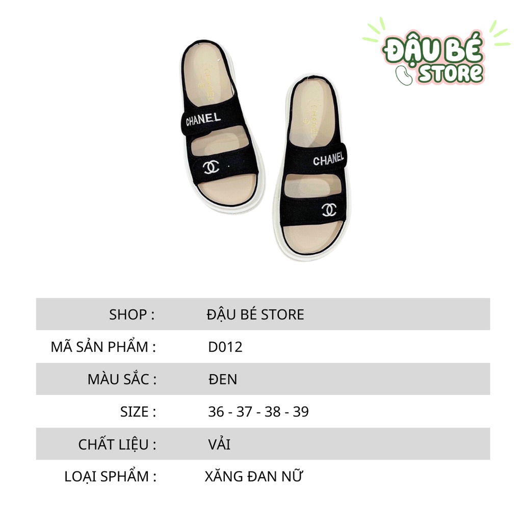 Dép Sandal Nữ 2 Quai Ngang Dán Cha.nel Hottrend - Dép Xăng Đan Đế Bánh Mì Cao 3cm Thời Trang Đi Biển Mùa Hè -Daube- D012