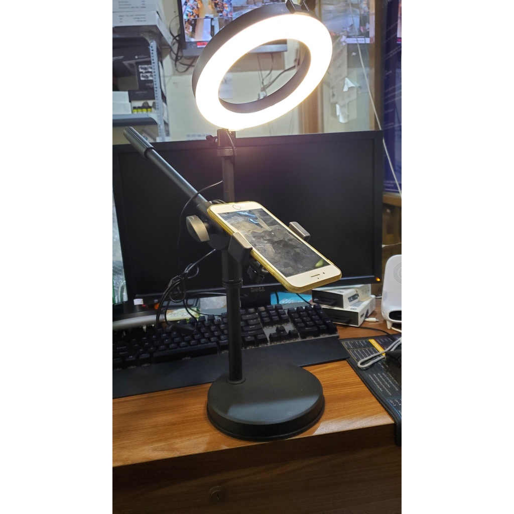 Bộ đèn chụp ánh sản phẩm , quay clip review unbox tiktok facebook 2 kẹp điện thoại chân 54cm để bàn gấp gọn xoay 360 độ