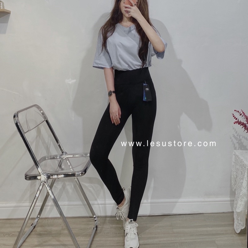 ẢNH TỰ CHỤP Quần legging trơn không túi lưng cao kèm hộp đựng