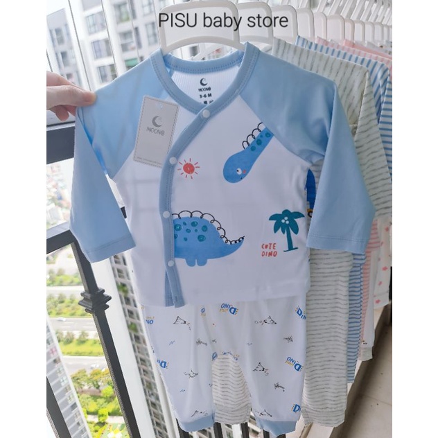 Moon - Bộ dài tay cài chéo petit xinh yêu cho bé 3-7kg