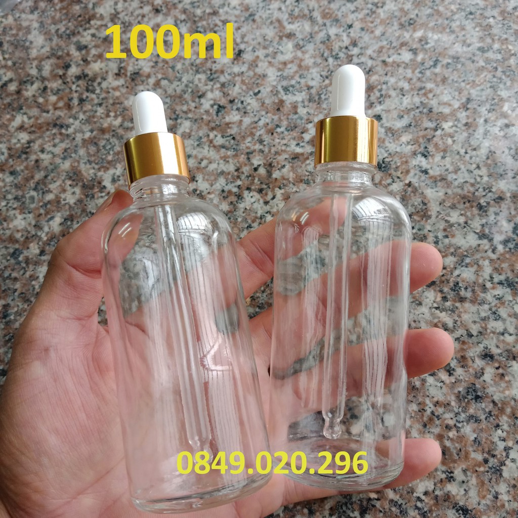 COMBO 12 lọ chiết tinh dầu 100ml thủy tinh màu Trong suốt