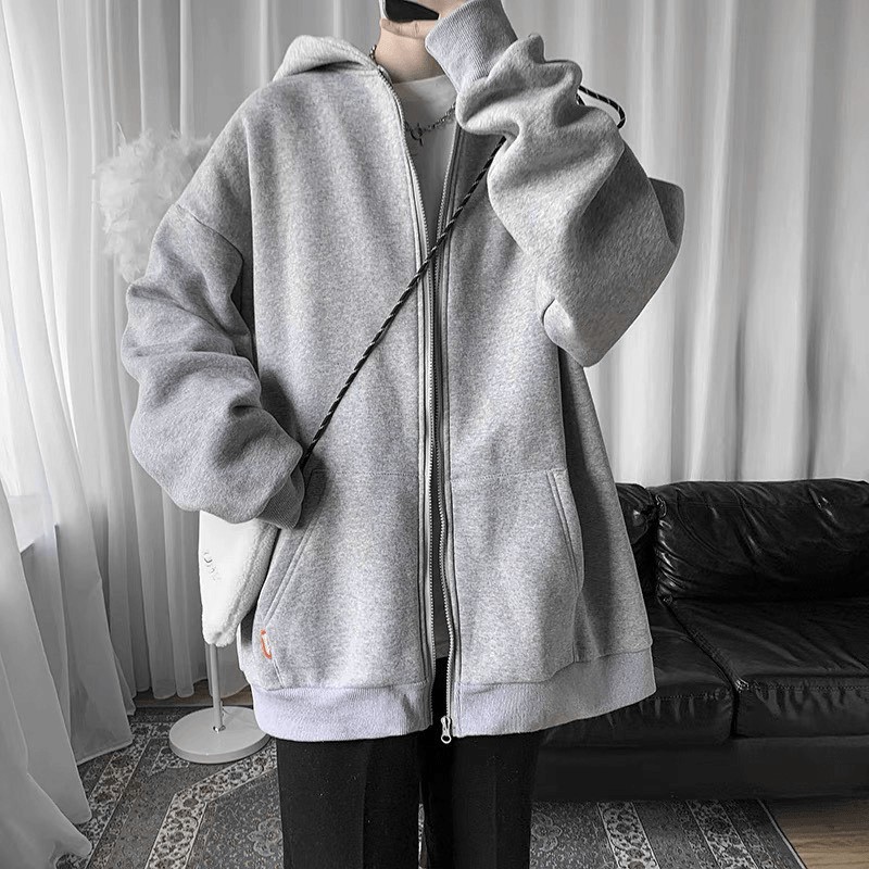Áo Khoác Hoodie Nam Nữ Có Dây Kéo Nón To Fom Rộng Phong Cách Hàn Quốc