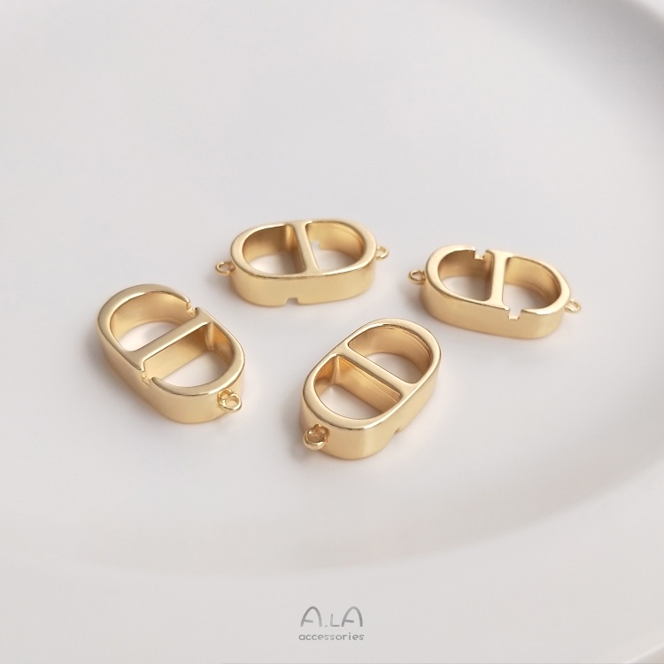 Khóa Gài Hai Đầu Bằng Đồng 14K Màu Vàng Kim Bảo Vệ Làm Mặt Vòng cổ/Trang Sức DIY