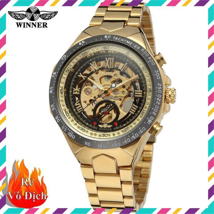 Đồng Hồ Cơ Nam Lộ Máy Chạm Khắc 3D Winner