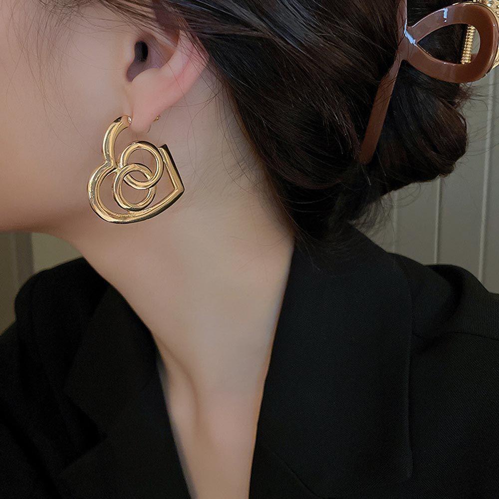 Khuyên Tai Dáng Dài Mặt Hình Trái Tim Phong Cách Vintage Cho Nữ