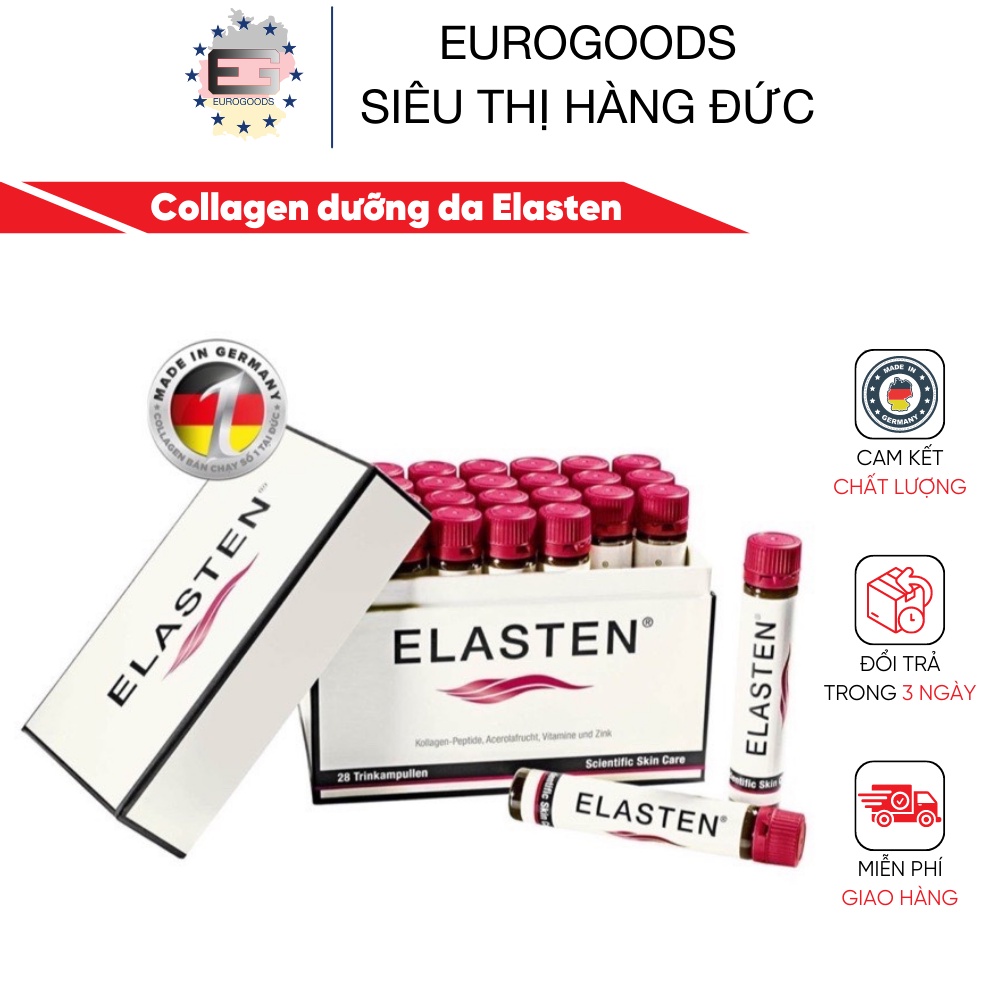 Collagen dạng uống ⚡ CAM KẾT HÀNG ĐỨC ⚡ Collagen Elasten giúp da căng mịn, chống lão hoá, giúp tóc chắc khoẻ hộp 28 ống