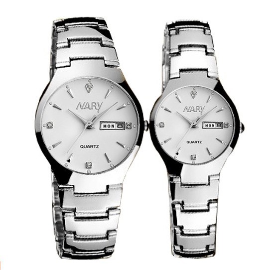 Đồng hồ nữ/nam Nary 2 lịch chống nước dây thép không rỉ SP751 (Nhiều màu)
