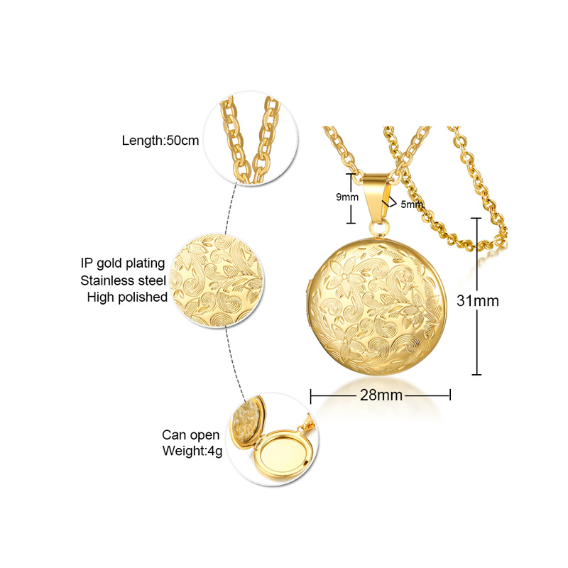 Dây Chuyền Mặt Locket Bằng Thép Không Gỉ Cho Nữ