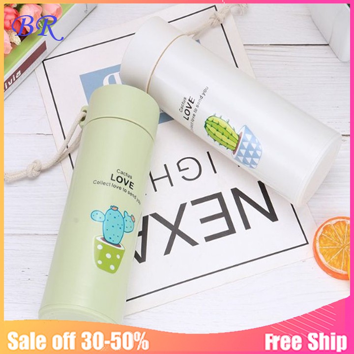 Bình giữ nhiệt thủy tinh Love vỏ bọc nhựa lúa mạch 450ml.