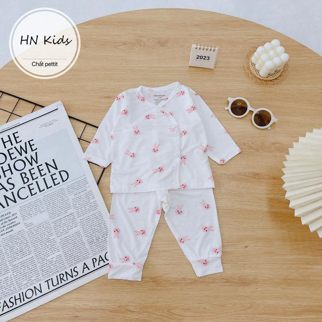 Bộ sơ sinh dài tay cho bé trai gái HN kids peptit mát lạnh co giãn quần áo trẻ em