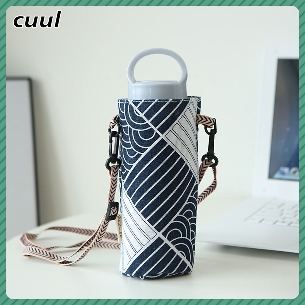 Túi Vải Canvas Cotton Lanh Đựng Ly Trà Sữa Có Dây Đeo Tiện Dụng
