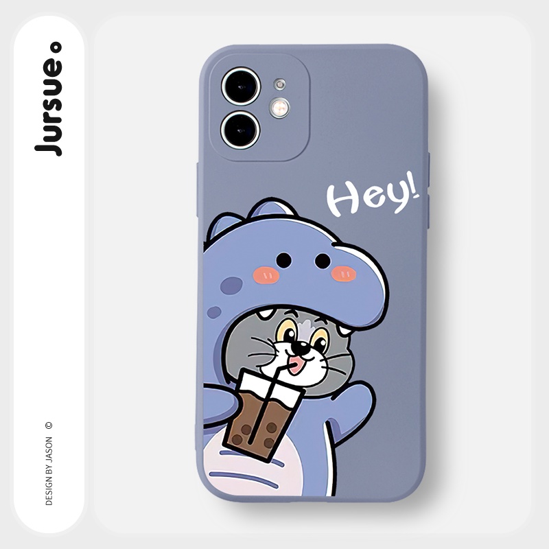 Ốp lưng JURSUE hoạt hình cặp đôi dễ thương đẹp Cho iPhone 14 13 12 11 Pro Max SE 2020 X XR XS 8 7 ip 6S 6 Plus kute Y2144