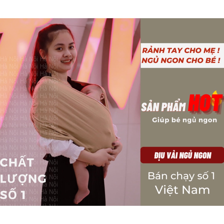 Địu vải em bé sling Cao Cấp 2Em ngủ ngon - chỉnh Size - Trợ lực - 0-24 tháng mềm mại, thoáng khí, co giãn - Hà Nội