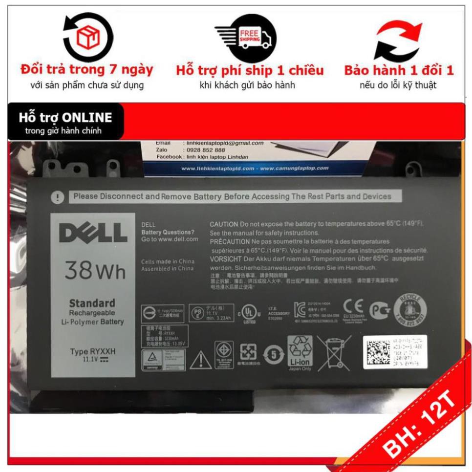 BH12TH . Pin Dell 38Wh Latitude 5250 5450 5550 E5250 E5450 E5550 RYXXH Battery