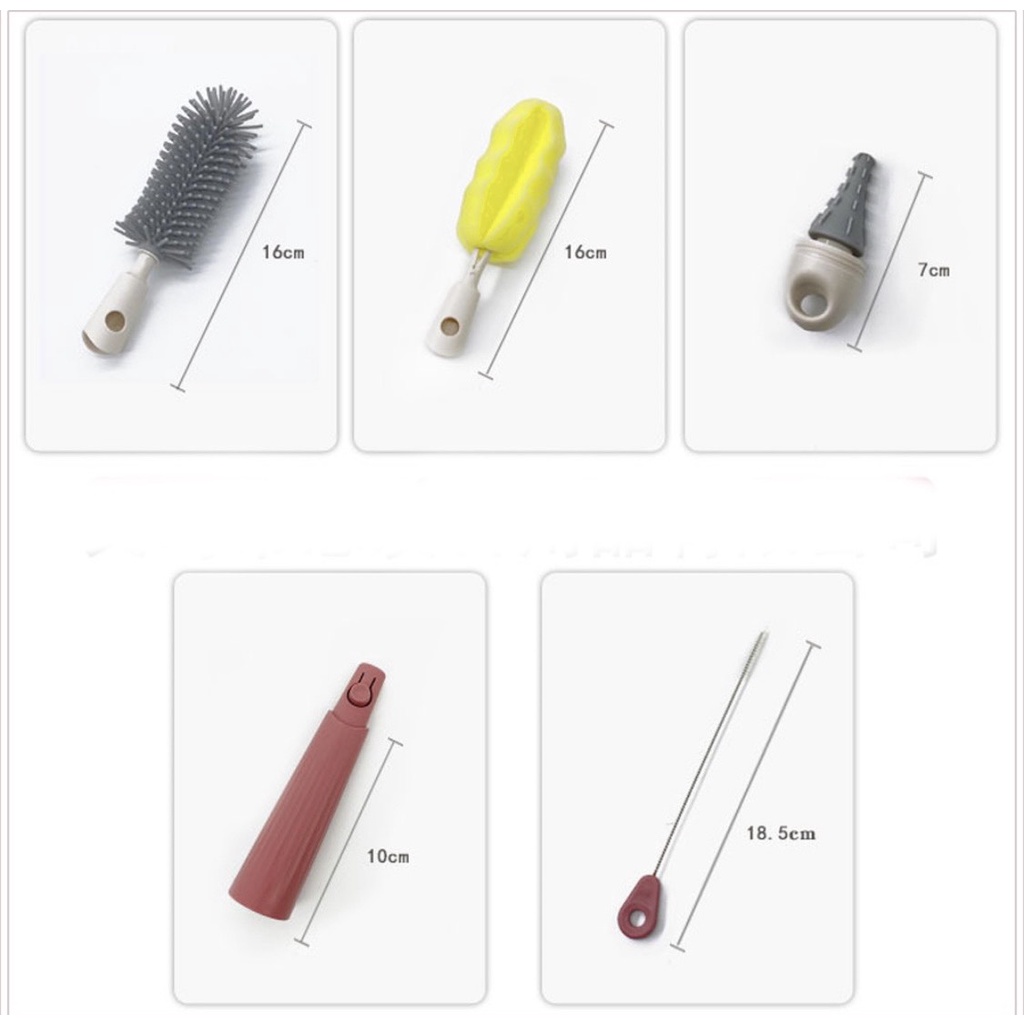 Bộ cọ súc rửa bình sữa silicone 4 chi tiết Moonship, cây súc bình sữa núm ty đa năng