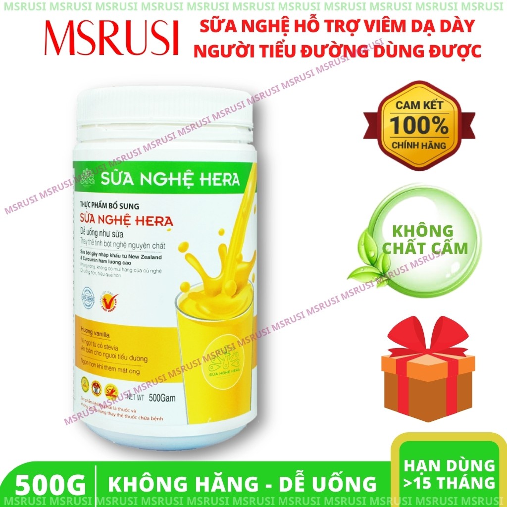 Sữa nghệ Hera Hera Milk Thực phẩm cho sức khỏe dạ dày Hệ tiêu hóa khỏe - Giúp đẹp da [Hộp 500g] 25-30 ngày uống