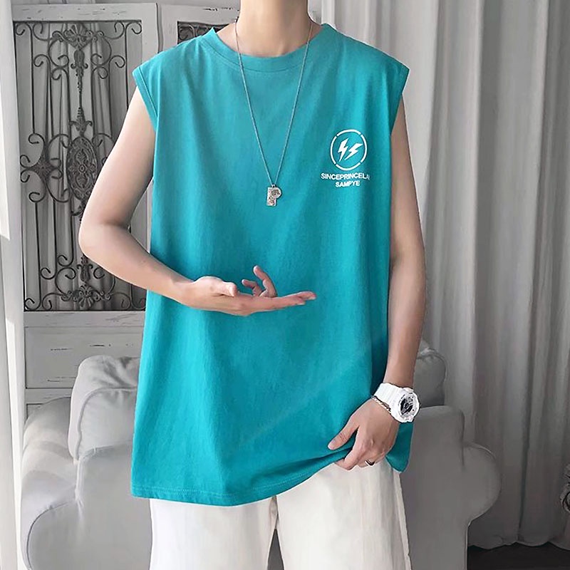 Áo Thun Không Tay In Chữ Phong Cách Hàn Quốc Dành Cho Nam