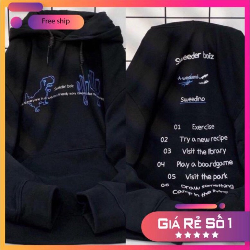 Áo Nỉ Hoodie Sadboiz Khủng Long Siêu Hot Form Rộng Unisex
