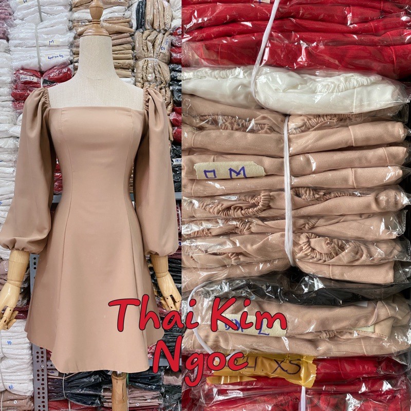 Đầm xoè cổ vuông có lót 4 màu