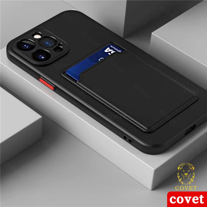 Ốp Điện Thoại Silicon Mềm Chống Sốc Có Ngăn Đựng Thẻ Kèm Kẹp Cho iPhone 13 12 11 Pro Max X XS Max XR 7 8 Plus SE 2020