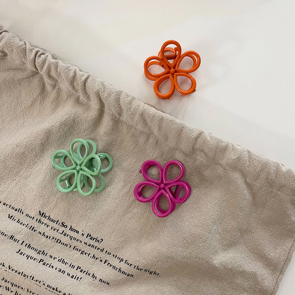 Kẹp Tóc Càng Cua Đính Hoa Kim Loại Phong Cách Hàn Quốc Cho Nữ