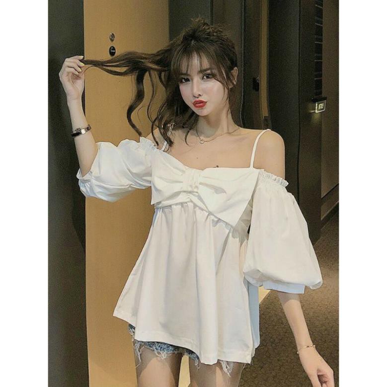 Áo babydoll rớt vai chất vải kate nhật 😘