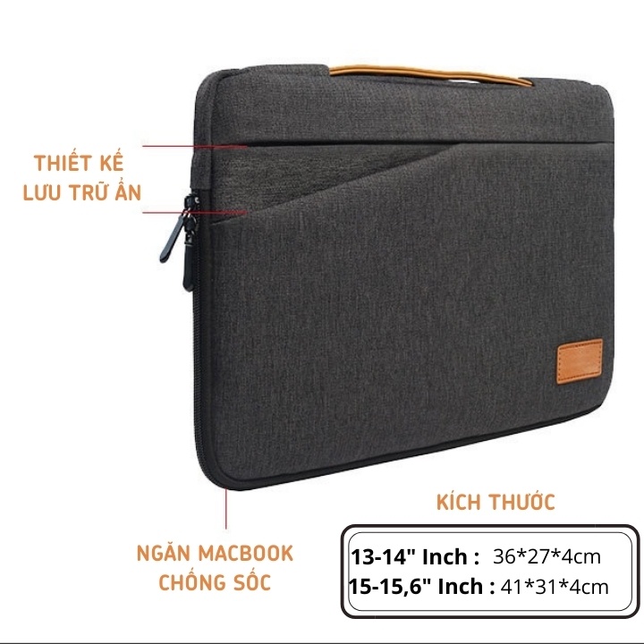 Túi chống sốc laptop, macbook Air 14 Inch, 15,6 Inch 3 ngăn chống nước thương hiệu 9-Hope (HOPE3)