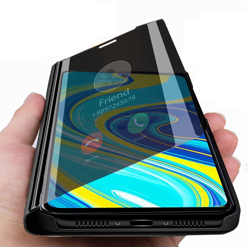 Ốp điện thoại silicon nắp lật gương thông minh cho Xiaomi Redmi Note 9S / 9 Pro