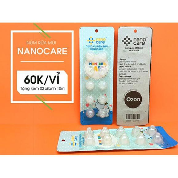 Hộp 10 núm silicon đệm rửa mũi cho bé (tặng xilanh rửa mũi) mẫu mới