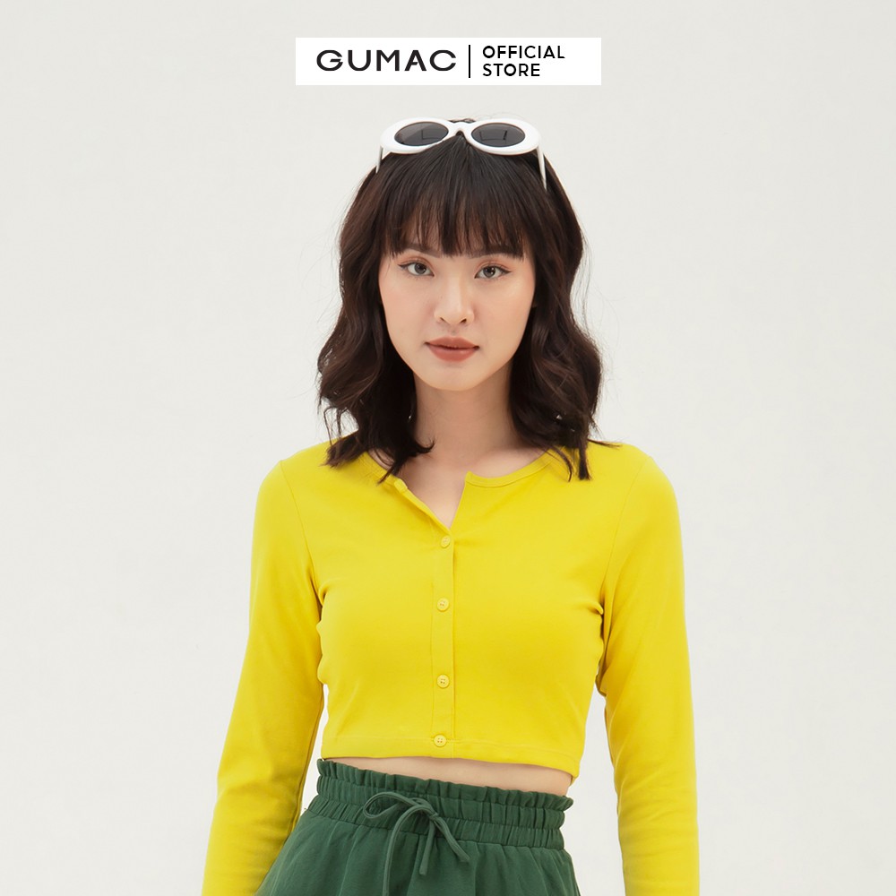 Áo croptop nữ tay dài GUMAC phong cách cá tính, năng động ATB3106