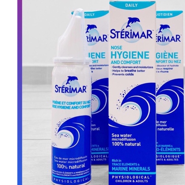 STERIMAR NOSE HYGIENE AND COMFORT - Dung dịch nước muối biển vệ sinh khoang mũi hằng ngày cho trẻ từ 3 tuổi - người lớn