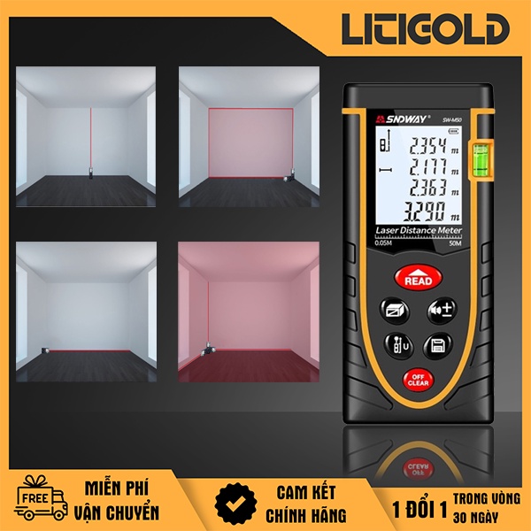 Thước Đo Khoảng Cách Bằng Tia Laser SNDWAY SW_M50 - Đo Khoảng Cách Siêu Dễ Dàng, Bấm Là Đo