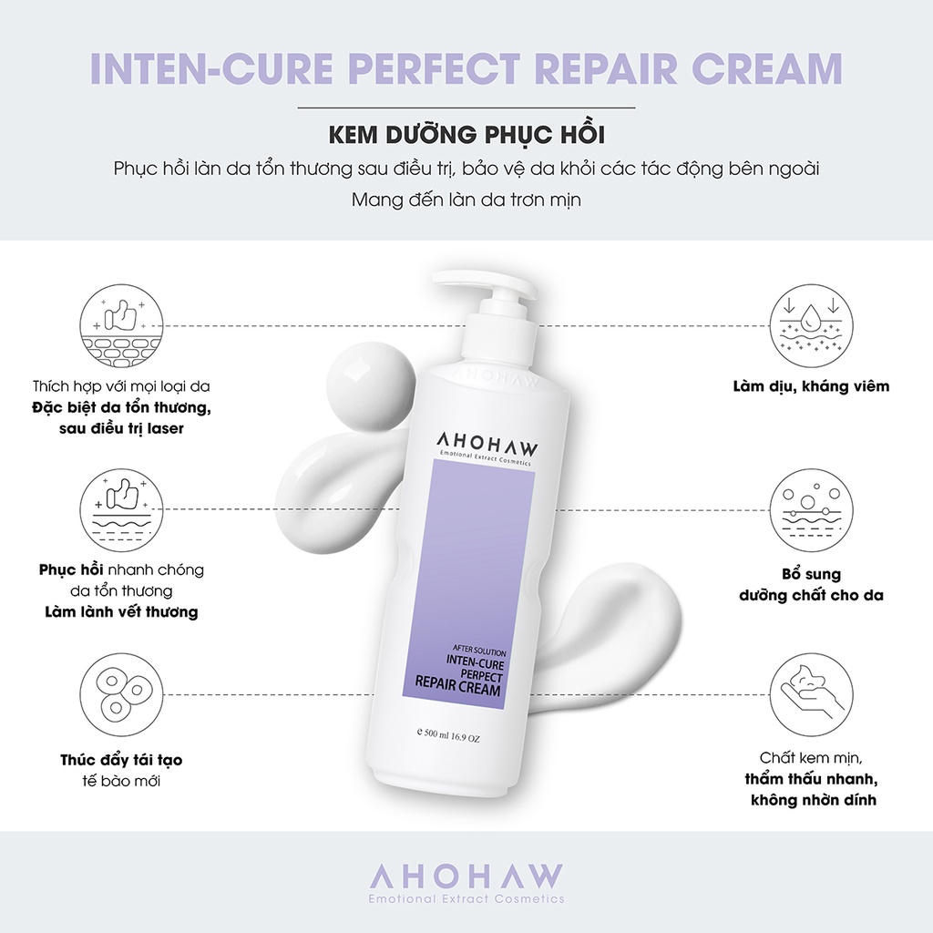 Kem phục hồi cho da treatment - giãn mao mạch - corticoid Ahohwa Inten - Cure Perfect Repair Cream (80 ml - 500 ml)